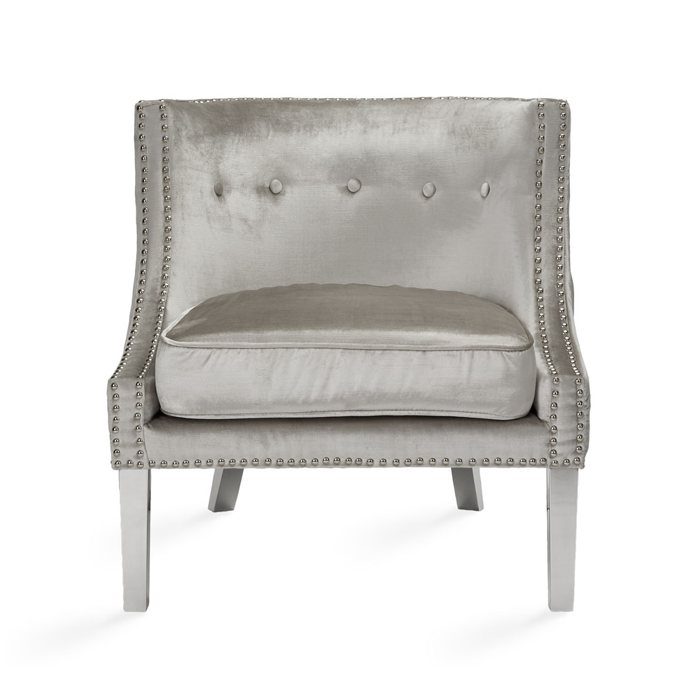 Lucy Accent Chair: Grey Velvet
